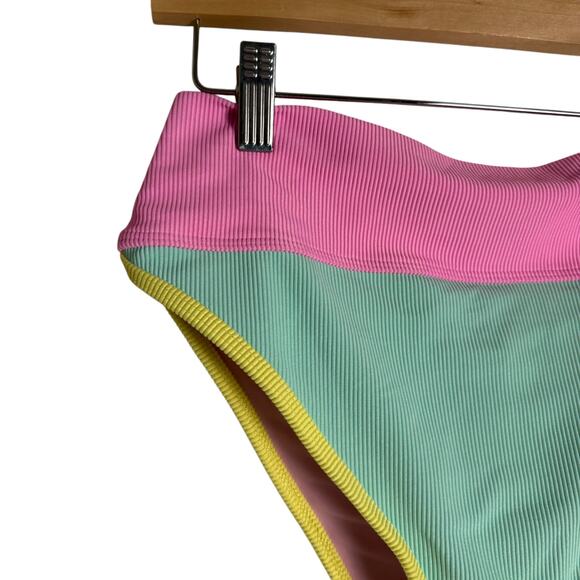 Beach Riot Emmy Pastel Macaron Colorblock High Waisted Bikini Bikini Bottoms L - Picture 4 of 10